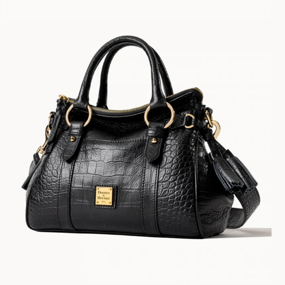 NEW! Dooney & Bourke Black Croc-Embossed Satchel